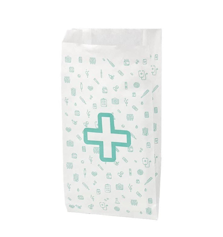 Sac Papier Blanc Pharmacie 14+7x27cm (1000 Utés)