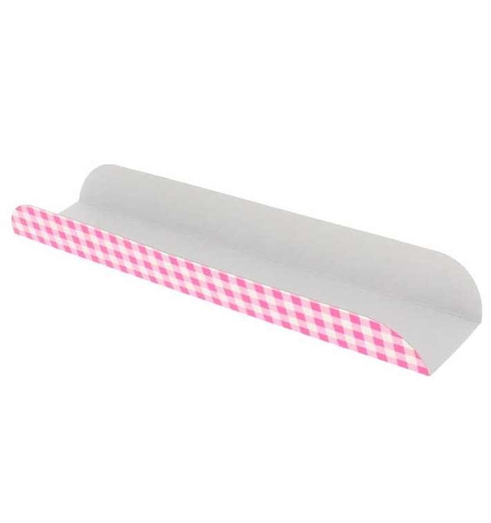 Papieren dienblad voor een wafel Opening roze 30x6,1x3,2cm (1000 stuks)