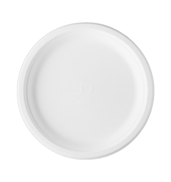 Assiette Canne à Sucre Bagasse Blanc Ø25,3 cm (500 Utés)