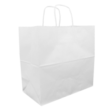 Sac en Papier Kraft Blanc avec Anses 90g/m² 32+16x31cm (30 Utés)