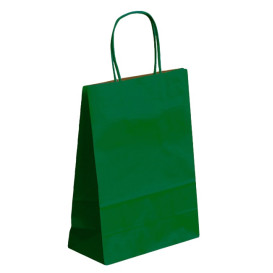 Sac en Papier Kraft Vert avec Anses 80g 26+14x32 cm (50 Utés)