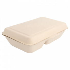 Boîte en Canne à Sucre 2 C Naturel 225x165x64mm (500 Utés)