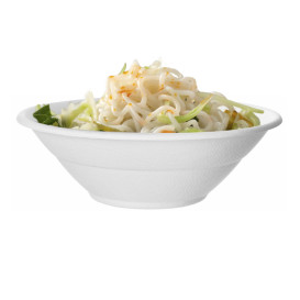 Bol Canne à Sucre Bagasse Noodle Blanc 940ml (50 Utés)