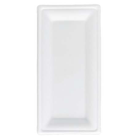 Plateau Canne à Sucre Bagasse Blanc 26x13cm (25 Utés)