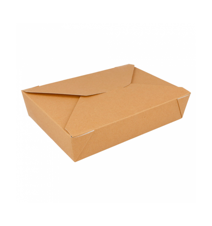 Papieren take-out Container "American" Naturel 19,7x14x4,6cm 1470ml (200 stuks) 