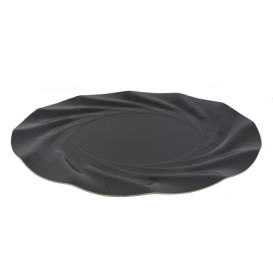 Papieren bord Rond vormig zwart "Acuario" 35cm (25 stuks) 