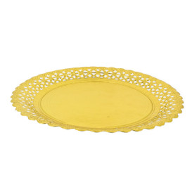 Assiette en Carton Ronde Dentelle Doré 20 cm (100 Utés)