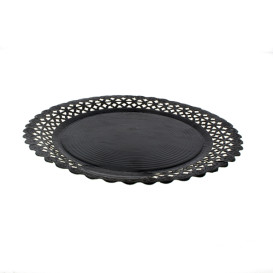 Assiette en Carton Ronde Dentelle Noir 38 cm (100 Utés)