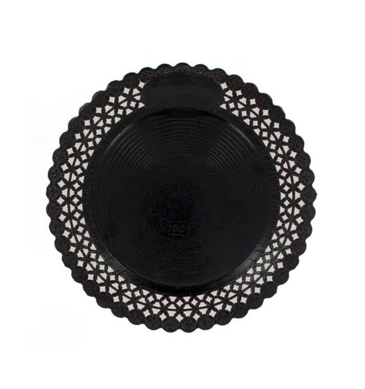 Assiette en Carton Ronde Dentelle Noir 35 cm (50 Utés)