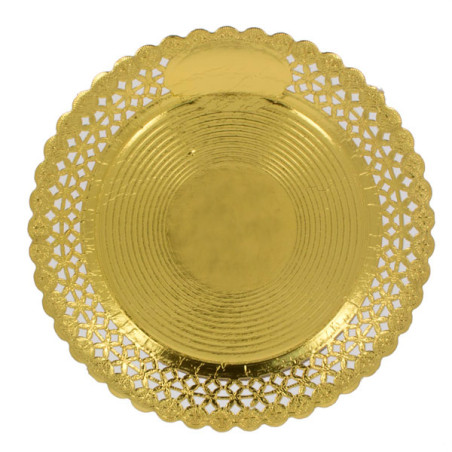 Assiette en Carton Ronde Dentelle Doré 36-38 cm (50 Utés)