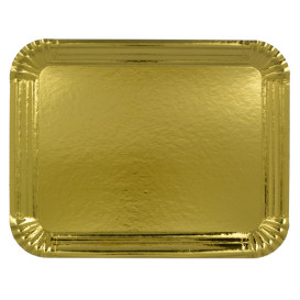 Papieren dienblad Rechthoekige vorm goud 14x21 cm (100 stuks) 