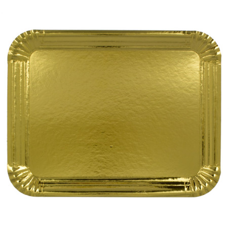 Plat rectangulaire en Carton Doré 31x38 cm (50 Unités)