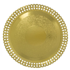 Assiette en Carton Ronde Dentelle Doré 260 mm (200 Utés)