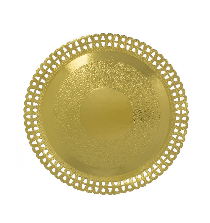 Assiette en Carton Ronde Dentelle Doré 310 mm (50 Utés)