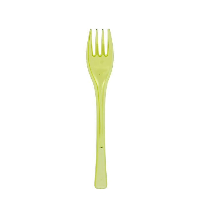 Fourchette Plastique Fly Vert citron Transp. 140mm (50 Utés)