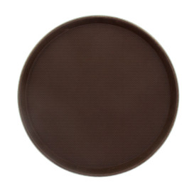 Plateau PP Rond Antidérapant Marron Ø40,0cm (12 Utés)