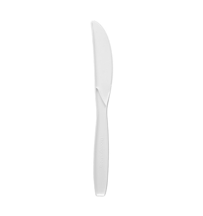 Couteau Amidon de Maïs CPLA Blanc 18cm (50 Utés)