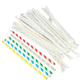 Paille Flexible Papier Assortiment Emballé Ø6mm 230mm (250 Utés)