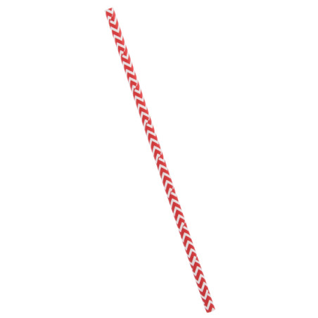 Paille Droite Papier Rouge et Blanc Ø6mm 20cm (100 Utés)