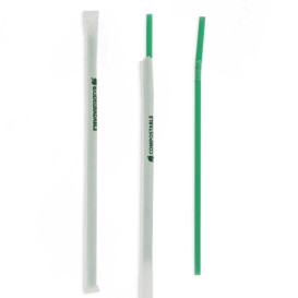 Paille Flexible Emballée PLA Vert Ø6mm 24cm (4800 Utés)