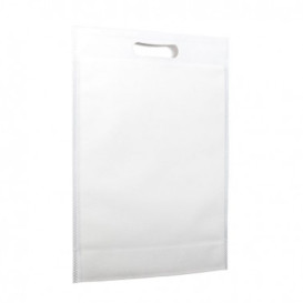 Niet geweven tas met gestanste handgrepen wit 30+10x40cm (200 stuks)