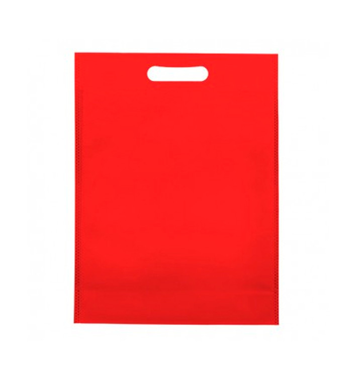 Niet geweven tas met gestanste handgrepen rood 30+10x40cm (25 stuks)