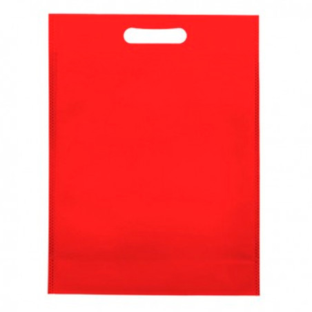 Niet geweven tas met gestanste handgrepen Rood 30+10x40cm (25 stuks)