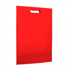 Niet geweven tas met gestanste handgrepen rood 30+10x40cm (25 stuks)