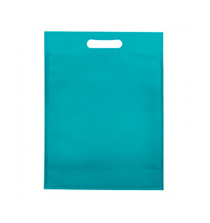 Niet geweven tas met gestanste handgrepen aquamarijn 30+10x40cm (25 stuks)