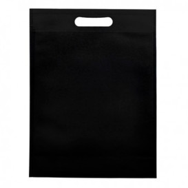 Niet geweven tas met gestanste handgrepen zwart 30+10x40cm (25 stuks)