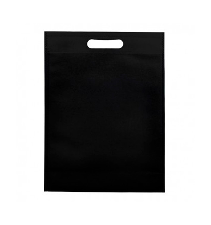 Niet geweven tas met gestanste handgrepen zwart 30+10x40cm (200 stuks)