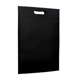 Niet geweven tas met gestanste handgrepen zwart 30+10x40cm (200 stuks)