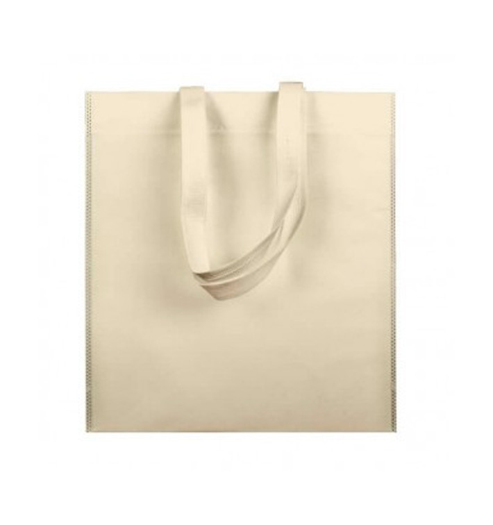 Sac Non-Tissé avec Anses Longues Crème 38x42cm (25 Utés)