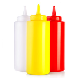 Squeeze saus dispenser plastic rood 240ml (6 stuks) 