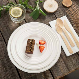 Assiette Canne à Sucre Premium Wave Blanc Ø18cm (50 Unités)