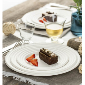 Assiette Canne à Sucre Premium Wave Blanc Ø18cm (50 Unités)