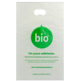 Plastic zak met gestanst handvat 100% Biologisch afbreekbaar 20x33cm (3000 stuks)