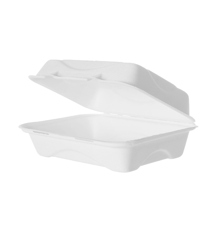 Suikerriet Gescharnierd Container wit 23x15x7,5cm (50 stuks)