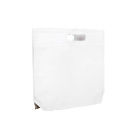 Niet geweven tas met gestanste handgrepen wit 34+8x26cm (25 stuks)