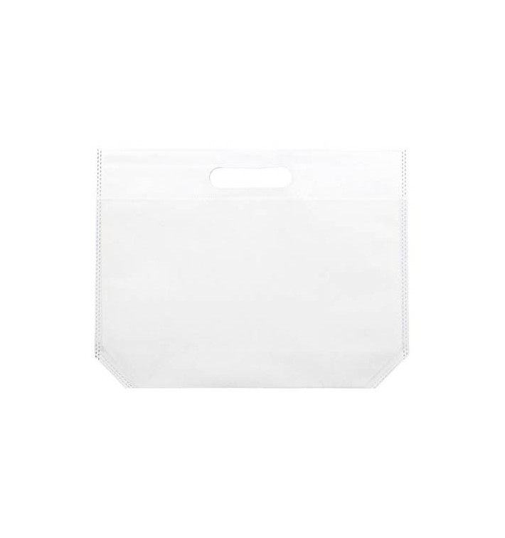 Niet geweven tas met gestanste handgrepen wit 34+8x26cm (200 stuks)
