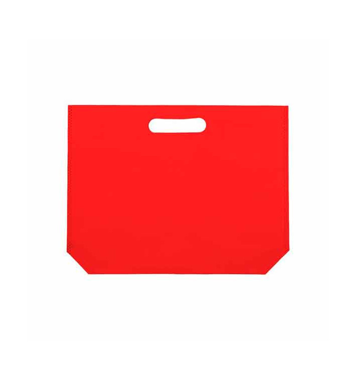 Niet geweven tas met gestanste handgrepen rood 34+8x26cm (200 stuks)