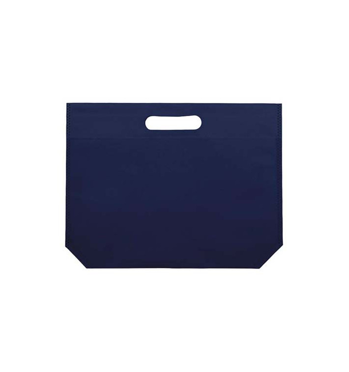 Niet geweven tas met gestanste handgrepen elektrisch blauw 34+8x26cm (25 stuks)