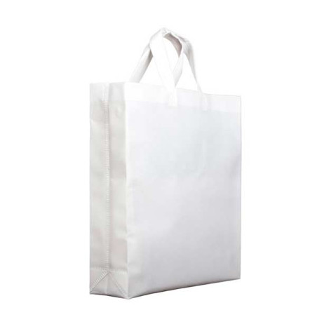 Sac Non-Tissé PREMIUM avec Anses Courtes Blanc 25+10x30cm (200 Utés)