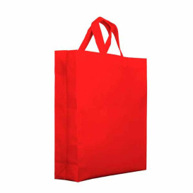 Niet geweven PREMIUM tas met korte hengsels rood 25+10x30cm (25 stuks)