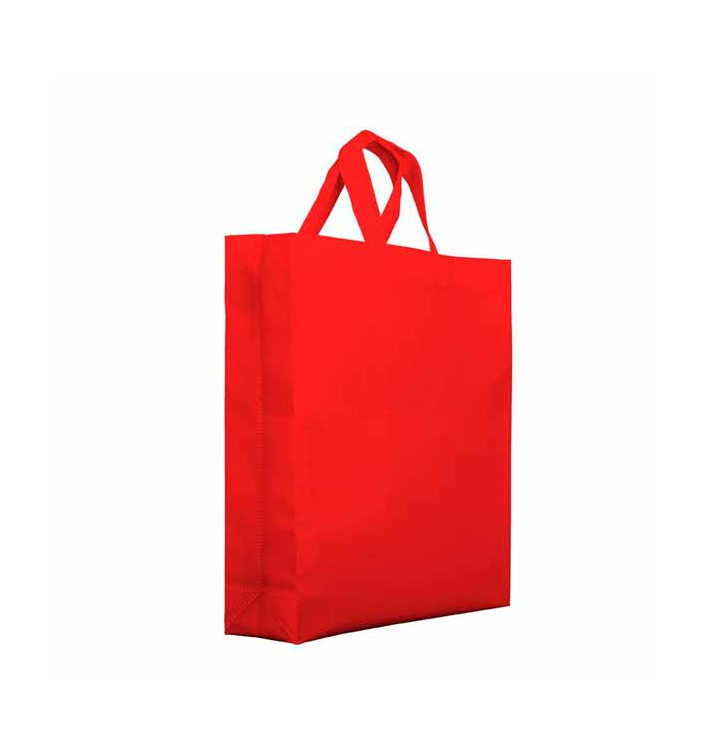 Niet geweven PREMIUM tas met korte hengsels rood 25+10x30cm (25 stuks)