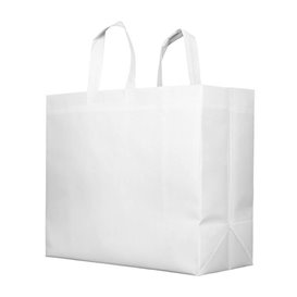 Sac Grand Non-Tissé PREMIUM Blanc 45+12x40cm (100 Utés)