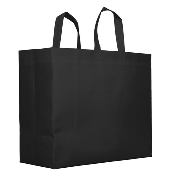 Niet geweven PREMIUM tas met korte hengsels zwart 45+12x40cm (25 stuks)