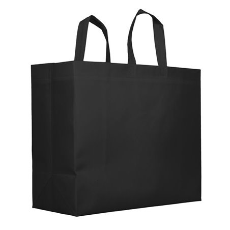 Niet geweven PREMIUM tas met korte hengsels zwart 45+20x40cm (25 stuks)