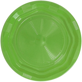 Assiette Creuse Plastique Ronde Octogonal Vert Citron Ø220 mm (250 Utés)