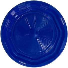 Plastic bord Diep Achthoekig Rond vormig blauw Ø22 cm (250 stuks)